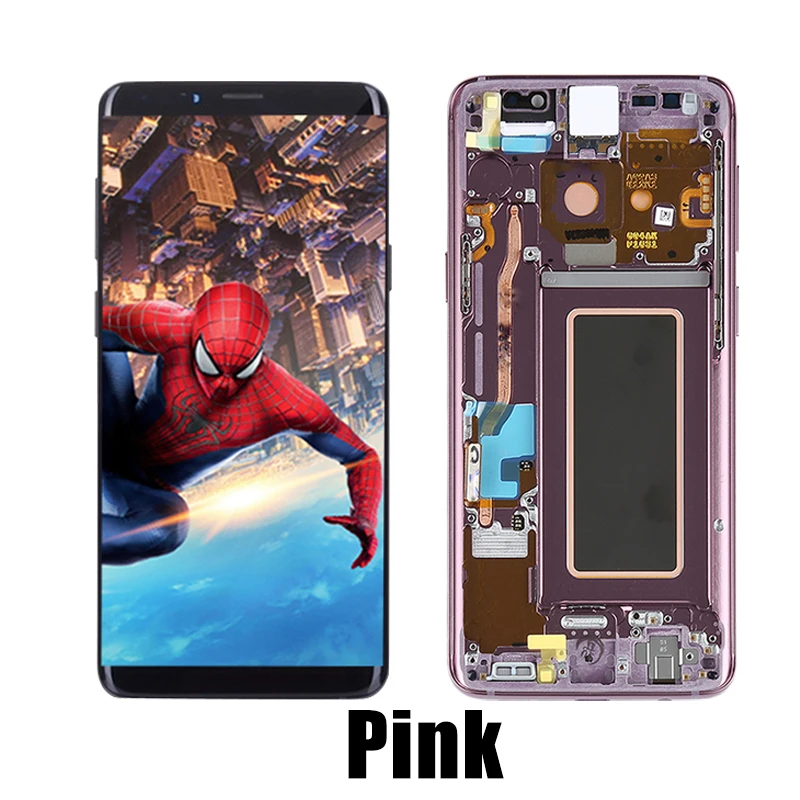 S9P Pink With Frame Высокое качество AMOLED Замена для SAMSUNG Galaxy S9 S9+ ЖК сенсорный экран дигитайзер с рамкой G960 G965 дисплей - Цвет: S9P Pink With Frame