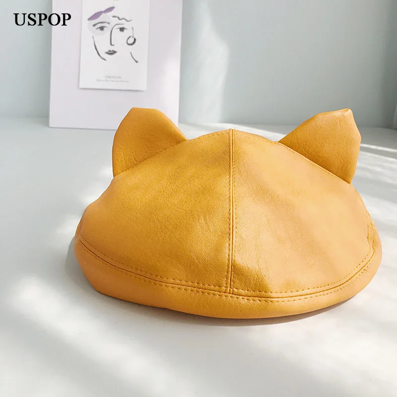 Женские береты из искусственной кожи USPOP женские с объемными кошачьими ушками
