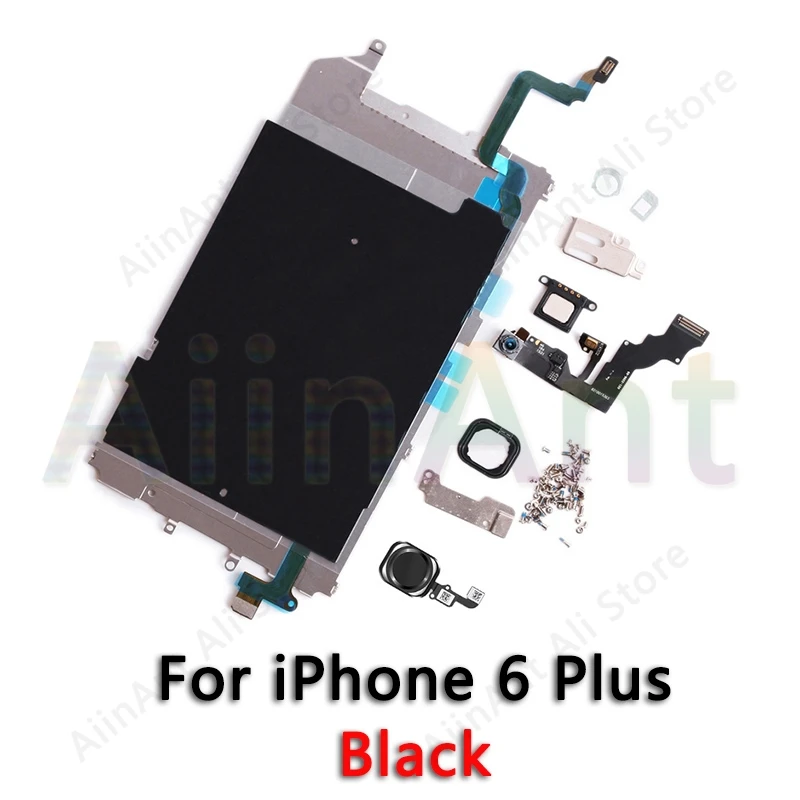 6 Plus Black Для iPhone 5 5S 5c 6 6s Plus ЖК-экран металлические маленькие детали Защитная крышка ушной динамик фронтальная камера кнопка Home Flex - Цвет: 6 Plus Black