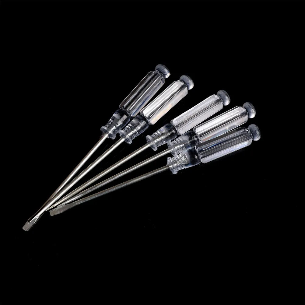 5pcs/lot HELTC Nonslip Handle Flat Head Slotted Screwdriver Mini Small Magnetic Precision Clear Home Repair Tool | Инструменты
