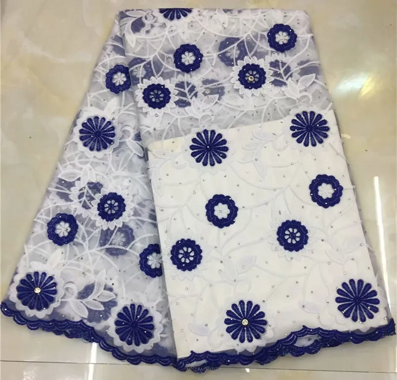 Фиолетовая 3D Цветочная вышитая африканская Тюлевая кружевная ткань с камнем для