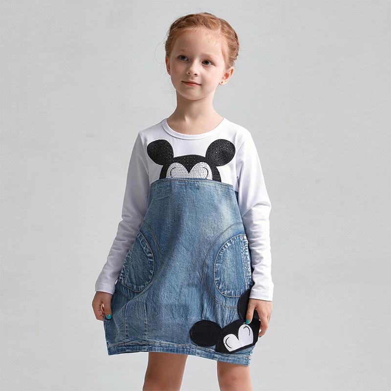 2016 платья из джинсовой ткани для девочек летняя одежда подростков школьная 5 6 7 8 9