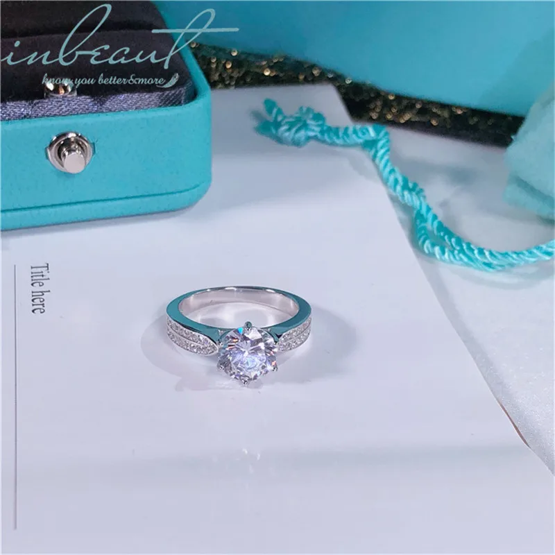 S925 Стерлинговое Серебро идеальный крой сверкающие схожие Moissanite кольцо женское принцесса оригинальные имитация обручальные кольца с брилиантами