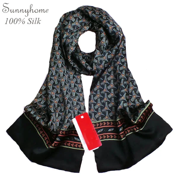 Двухслойный 100% чистый шелк клетчатый шарф мужская шаль зимняя мода британский