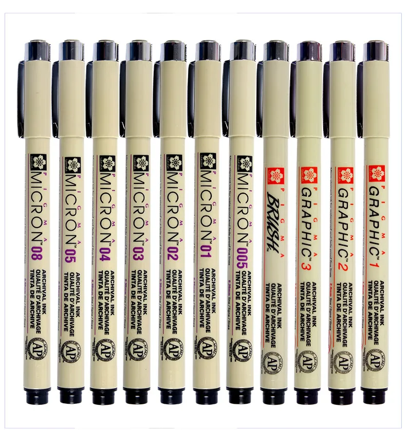 SAKURA Pigma Micron Needle водонепроницаемый тонкие линии черный маркер для эскиза ручка