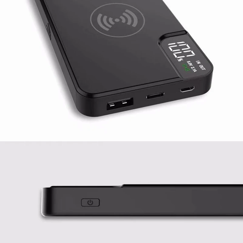 10000 мАч Внешний аккумулятор внешний Type c Micro USB портативное QI Беспроводное
