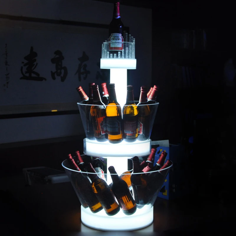 3 уровневая светодиодная башня для льда заряжаемая светящаяся подставка вина
