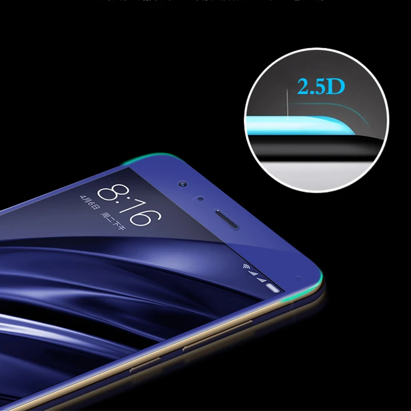 Закаленное стекло 9H 2.5D для Xiaomi Mi6 прозрачное изогнутое полноэкранное покрытие Mi 6
