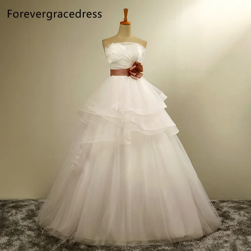 Forevergracedress линия Длинные свадебное платье Новый Белый без бретелек Пояса с