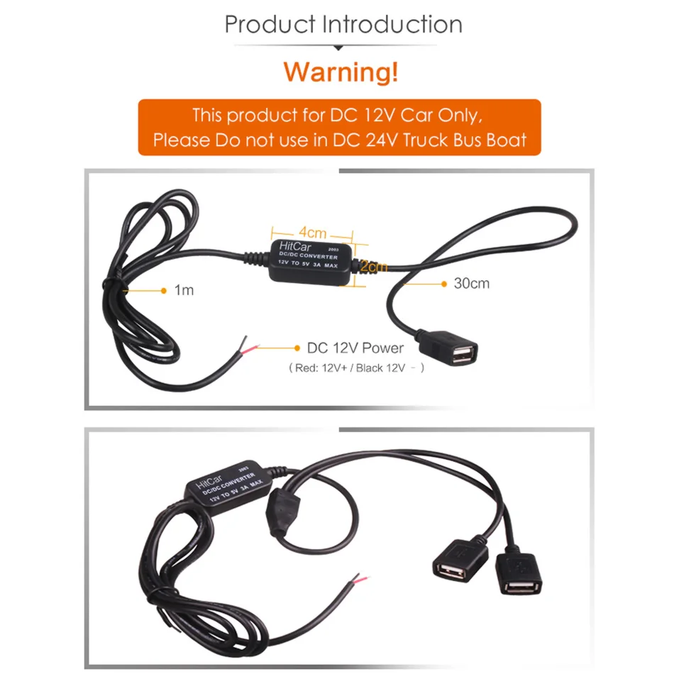 dc 12v to 5v inverter converter step down usb female hard wire car power charger cable for gps tablet phone dvr recorder camera free global shipping