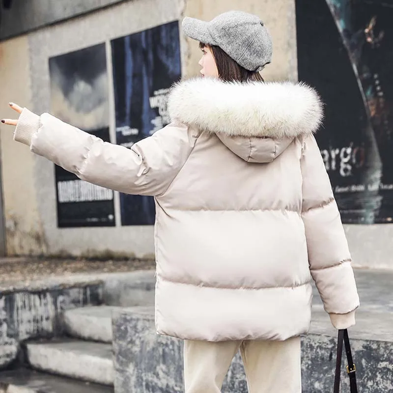 Winter Fashion Women's Cotton Coat 2020 New Warm Hooded Large size Solid color Fur collar Women Overcoats KO146 | Женская одежда