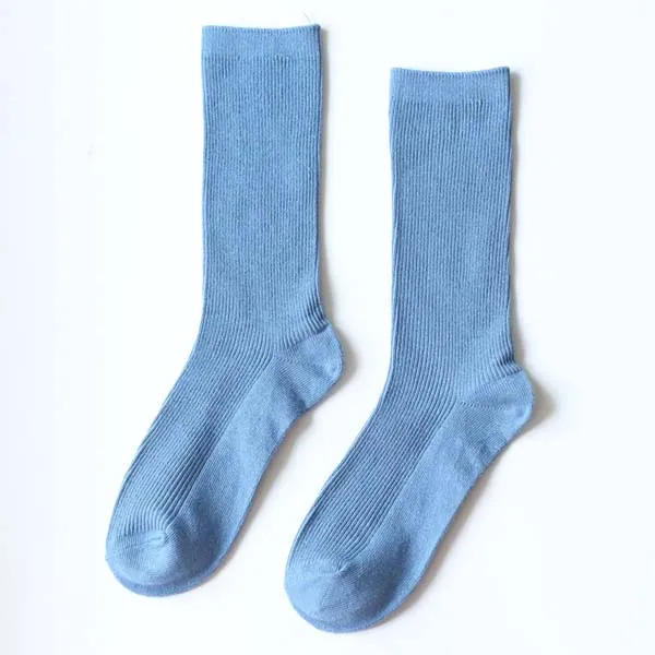 Denim Blue Винтажные женские носки, повседневные хлопковые носки, модные женские теплые длинные носки для женщин, 3 пар/лот = 6 штук - Цвет: Denim Blue