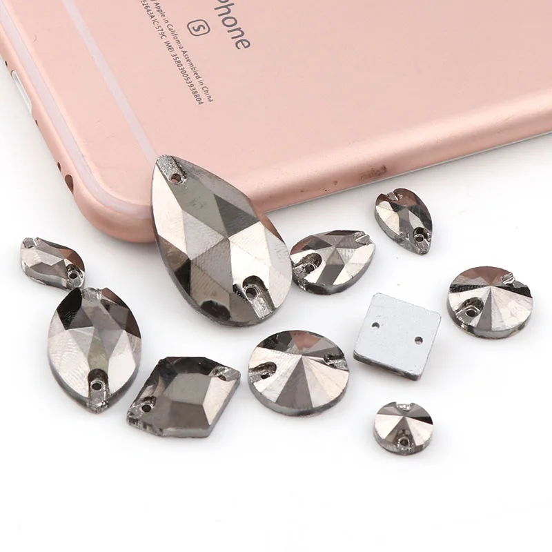 36 шт./пакет серый цвет разные формы пришивные стразы стеклянный камень с плоской