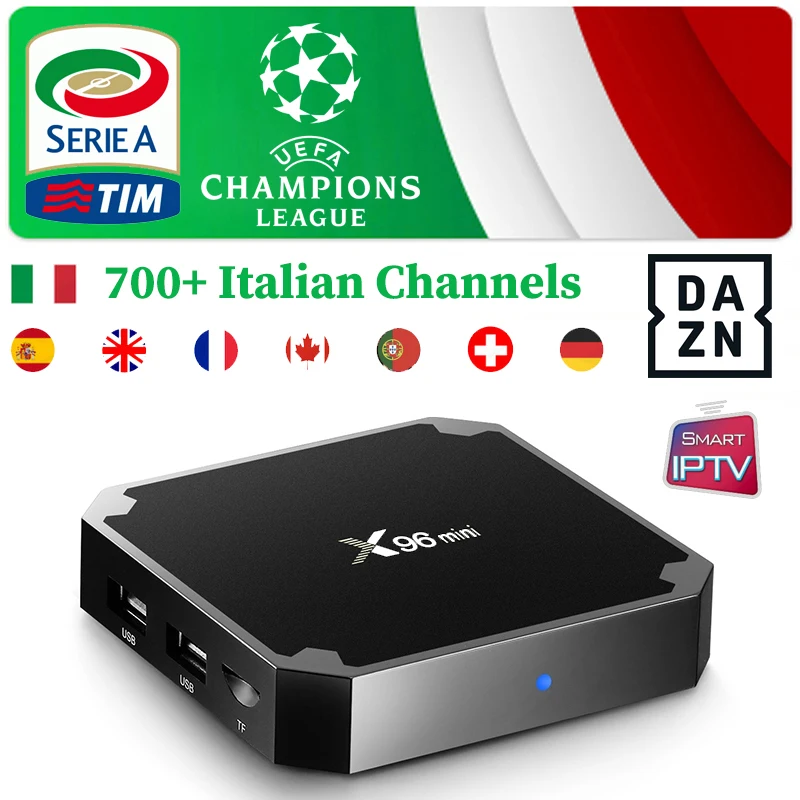 X96 Мини Android Box+ 1 год супер итальянский IP tv M3u подписка 6000+ Live DAZN киноканалы для Испания Великобритания немецкий smart tv