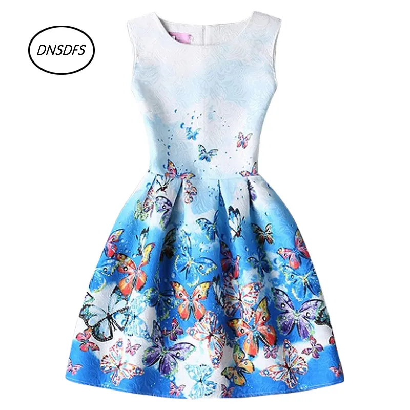 Новое платье трапециевидной формы для дам подростков без рукавов с принтом