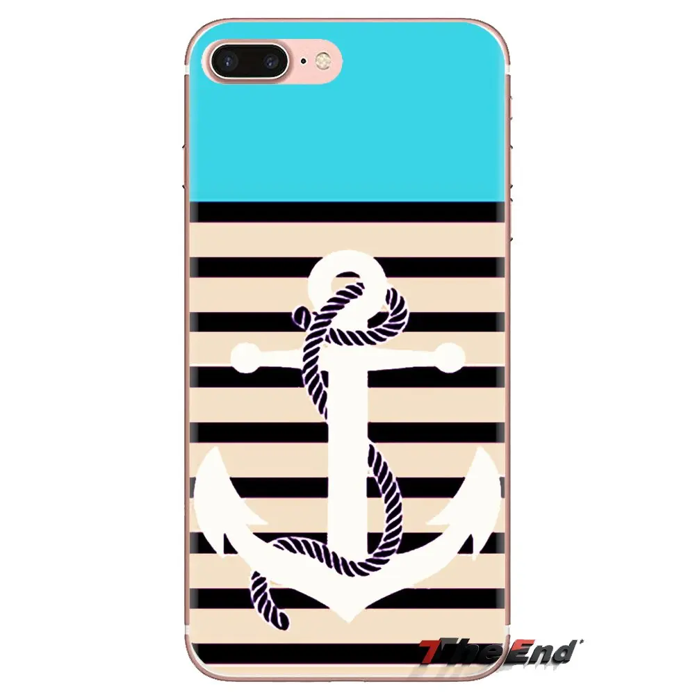 Transparent TPU Case Cover For Xiaomi Redmi 4A S2 Note 3 3S 4 4X 5 Plus 6 7 6A Pro Pocophone F1 Navy Stripes Hope Anchor Pattern |