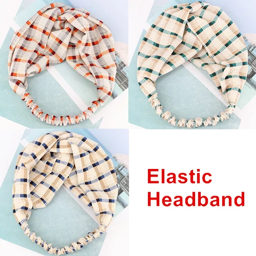 MS-FG462 Elastic 3 шт./лот цветные клетчатые повязки на голову для Для женщин лук эластичный тюрбан проверено в полоску для девочек ленты для волос аксессуары для волос для взрослых людей - Цвет: MS-FG462 Elastic