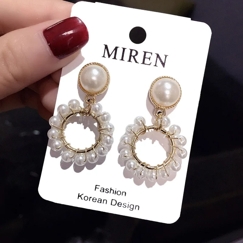 S925 серебряные серьги иглы жемчужное кольцо с подвесками не вызывает аллергии