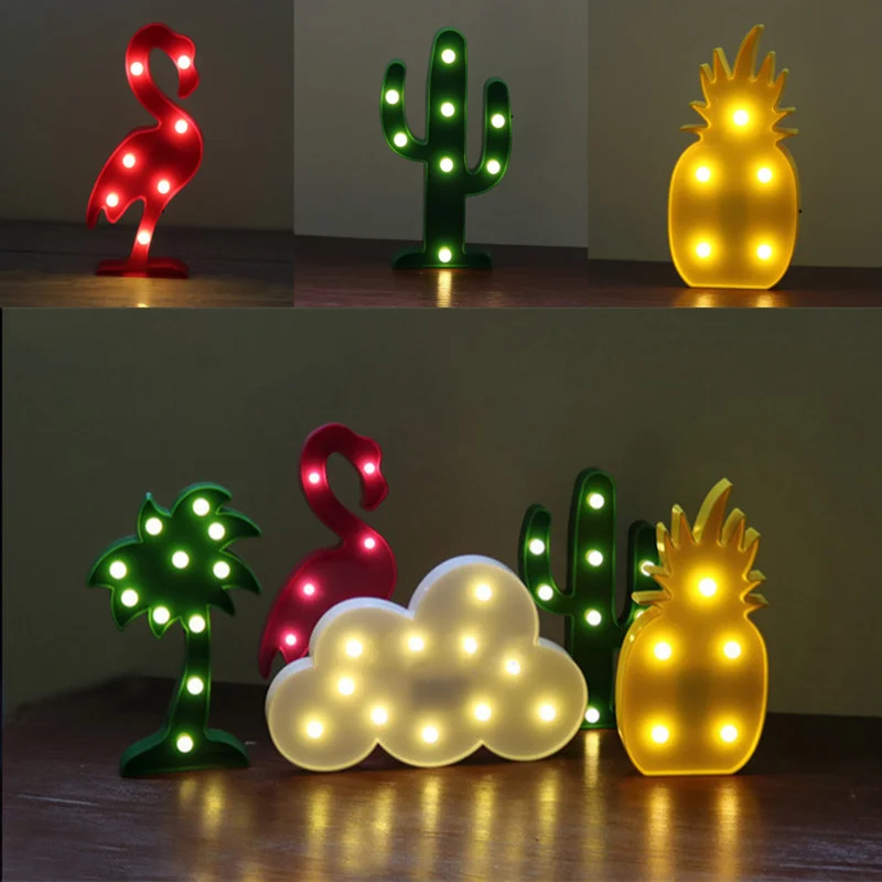 2018 Новый 3D кактус Рождественская елка LED мультфильм украшение Ночник светильник