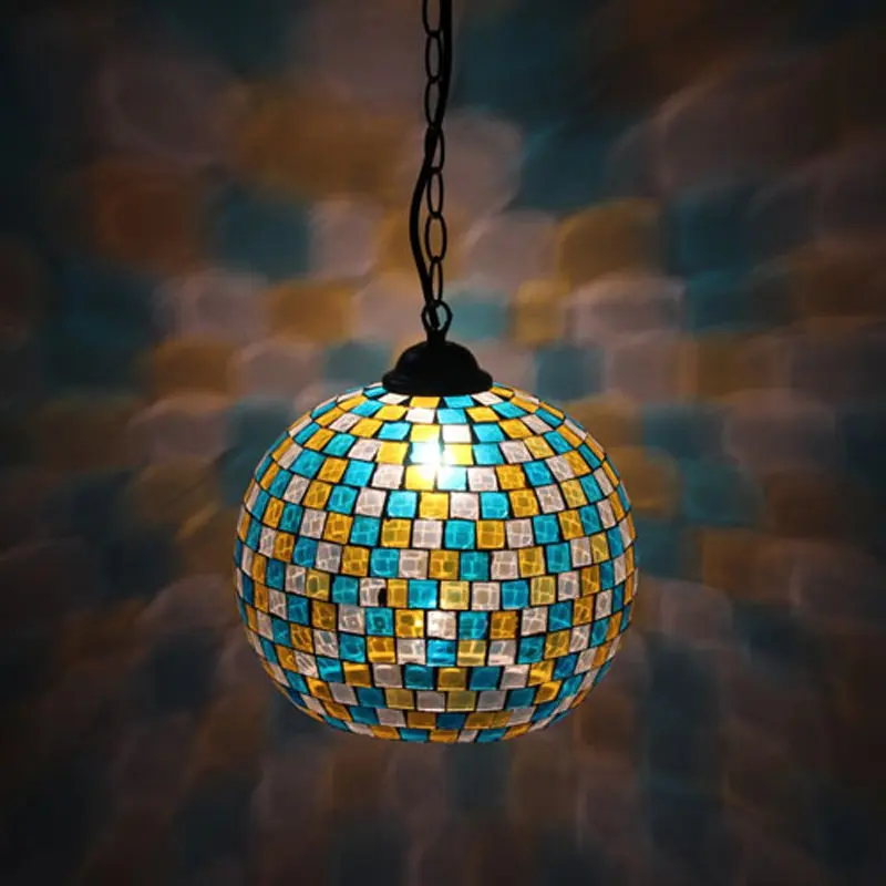 Тиффани подвесной светильник традиционная 8 &quotСтекло плетение железная цепь