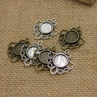 30pcs antique bronze metal cameo flowers filigree 2629mm fit 12mm round cabochon pendant setting jewelry blank findings t0220