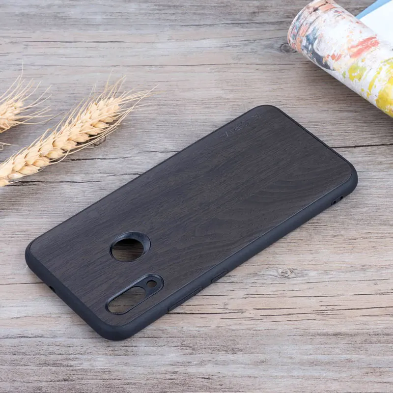 Чехол для Huawei P smart 2019 кожаный чехол с деревянным узором и мягким силиконовым