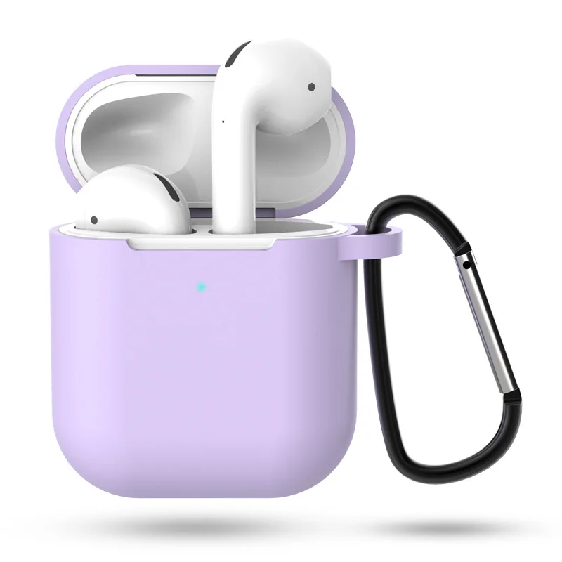 purple Мягкий силиконовый чехол AirPods для хранения, защитный чехол для наушников, защитный чехол, защитный чехол для зарядки, коробки для хранения, подходящий чехол - Цвет: purple