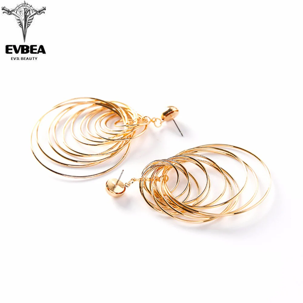 EVBEA 2019 Trendy Girls Lady Golden Color Earrings Fashion Party Women Link Statement Dangle EarringsE334 | Украшения и
