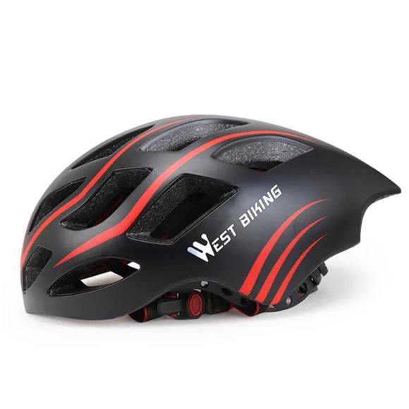 Black Red WEST BIKING, ультралегкий велосипедный шлем 54-60 см, велосипедный шлем, цельный, литой, для шоссейных велосипедов, шлем, Capacete Casco Ciclismo, шлемы - Цвет: Black Red