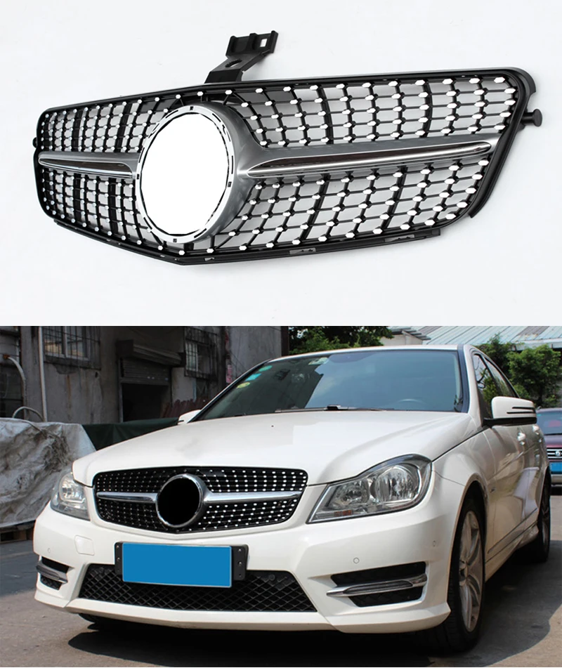 W204 GT Алмазный гриль C63 AMG стиль передний капот решетка для Mercedes C W204 C180 C200 C250 C300 C350 2008