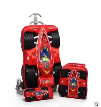 3 PCS RED Чехол на колесиках для мальчика, 3D Детский Дорожный чемодан-тележка, школьный рюкзак, Детские Сумки на колесиках - Цвет: 3 PCS RED