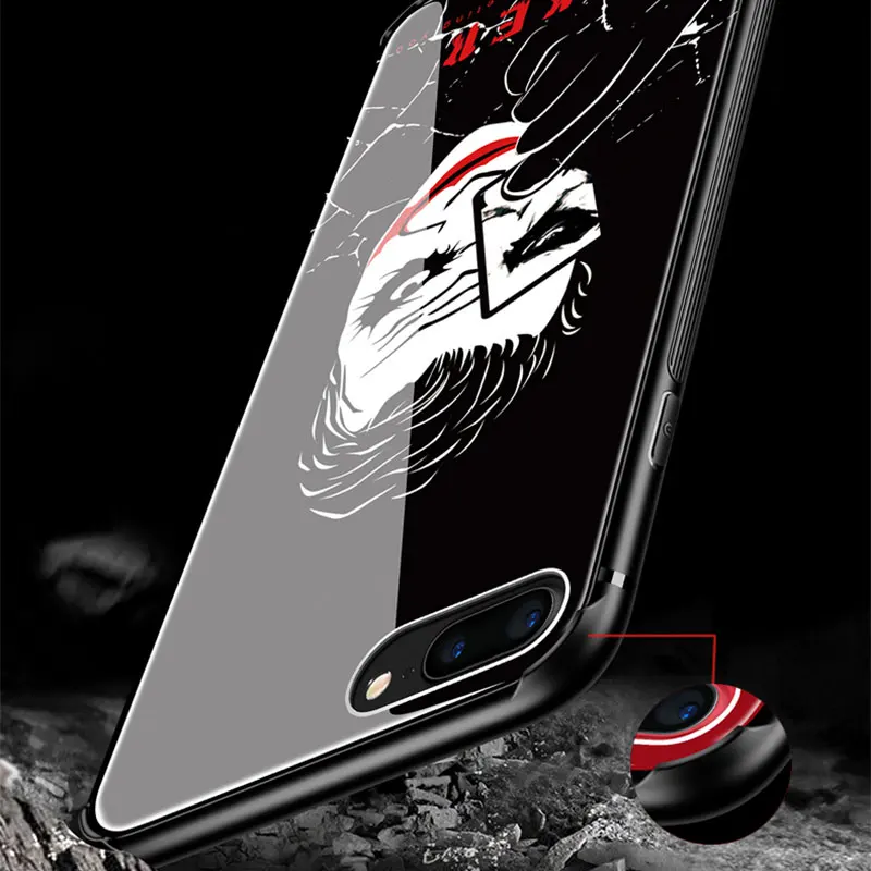Portefeuille For iPhone X Case Hybrid Tempered Glass Hard Back Soft Silicone Bumper Protective Cover 8 PLus 7 6 6S 10 |