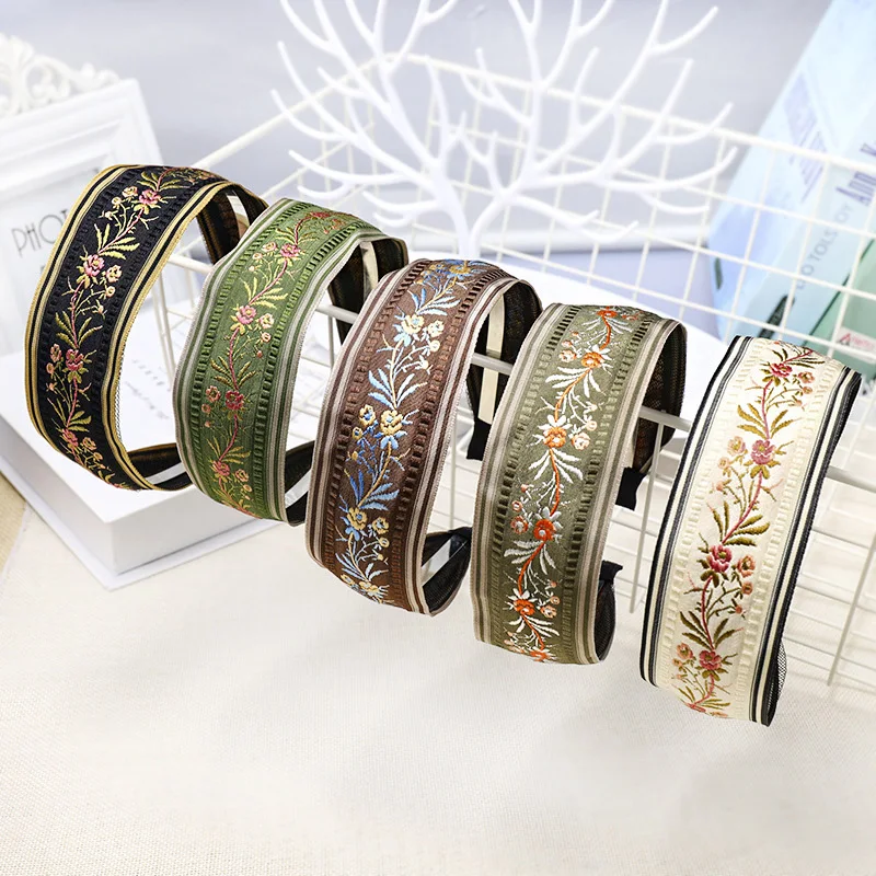 

Boho Embroidery Headband for Women Headwear Korean Floral Hairband Hair Accessories Girls Hair Hoop