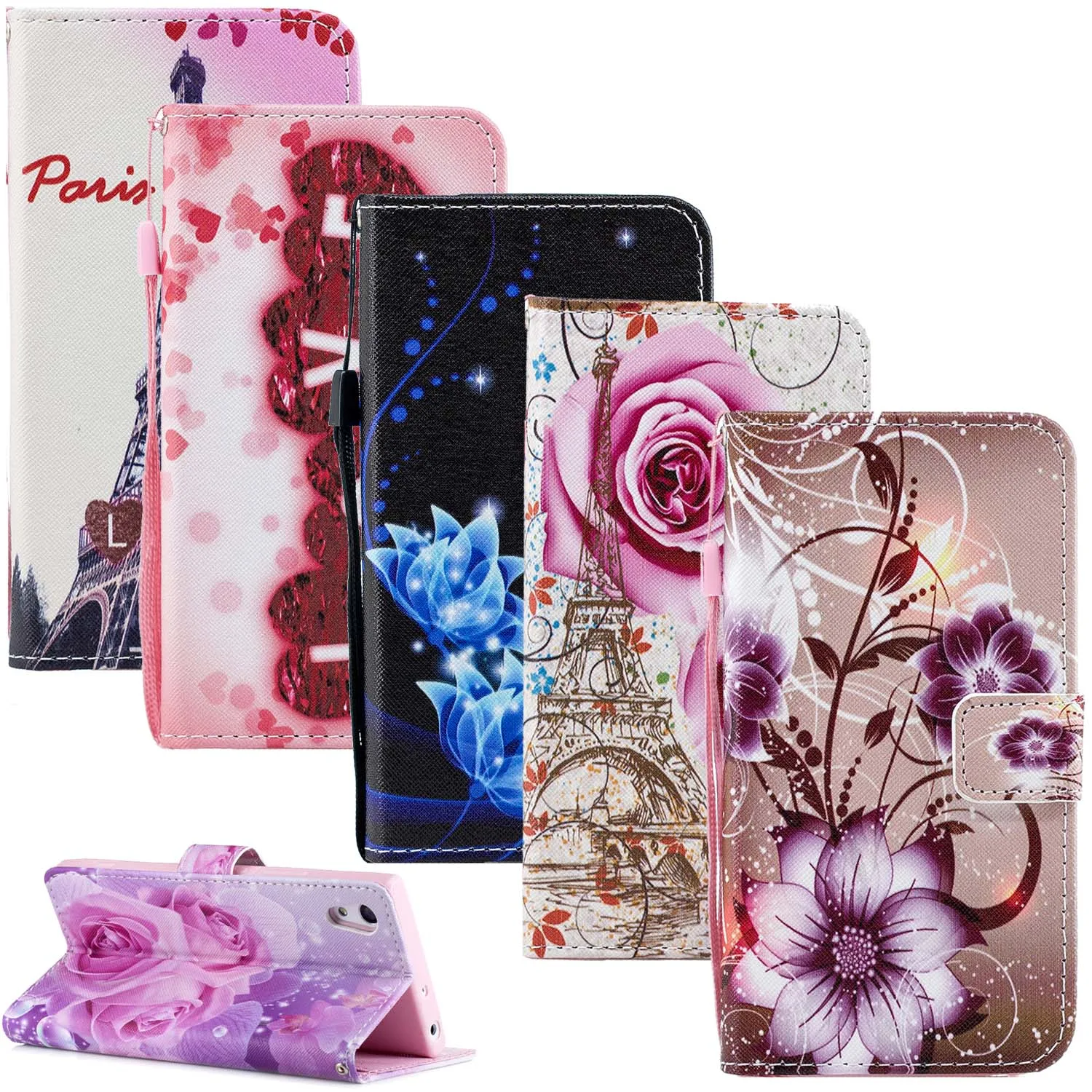 Кожаный чехол бумажник с цветами для Sony Xperia XA1 Plus XA2 Ultra XA3 чехлы L1 L2 L3 XZ Premium XZ1 XZ2 Compact