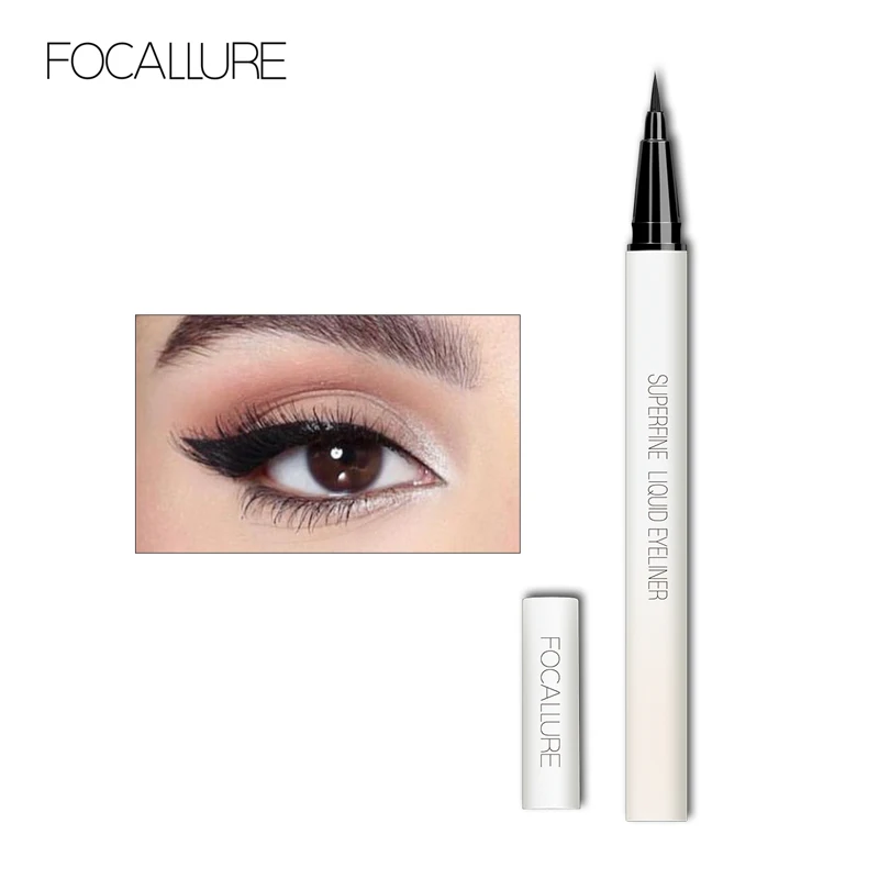 Black Eyeliner FOCALLURE Водонепроницаемый черный карандаш для глаз Maquiagem быстросохнущая долговечная Профессиональная жидкая подводка для глаз - Цвет: Black Eyeliner