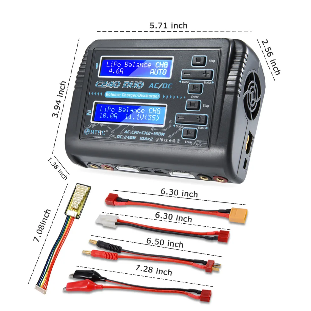 HTRC C240 DUO AC 150 Вт DC 240 10Ax2 двухканальный RC аккумулятор зарядное устройство для