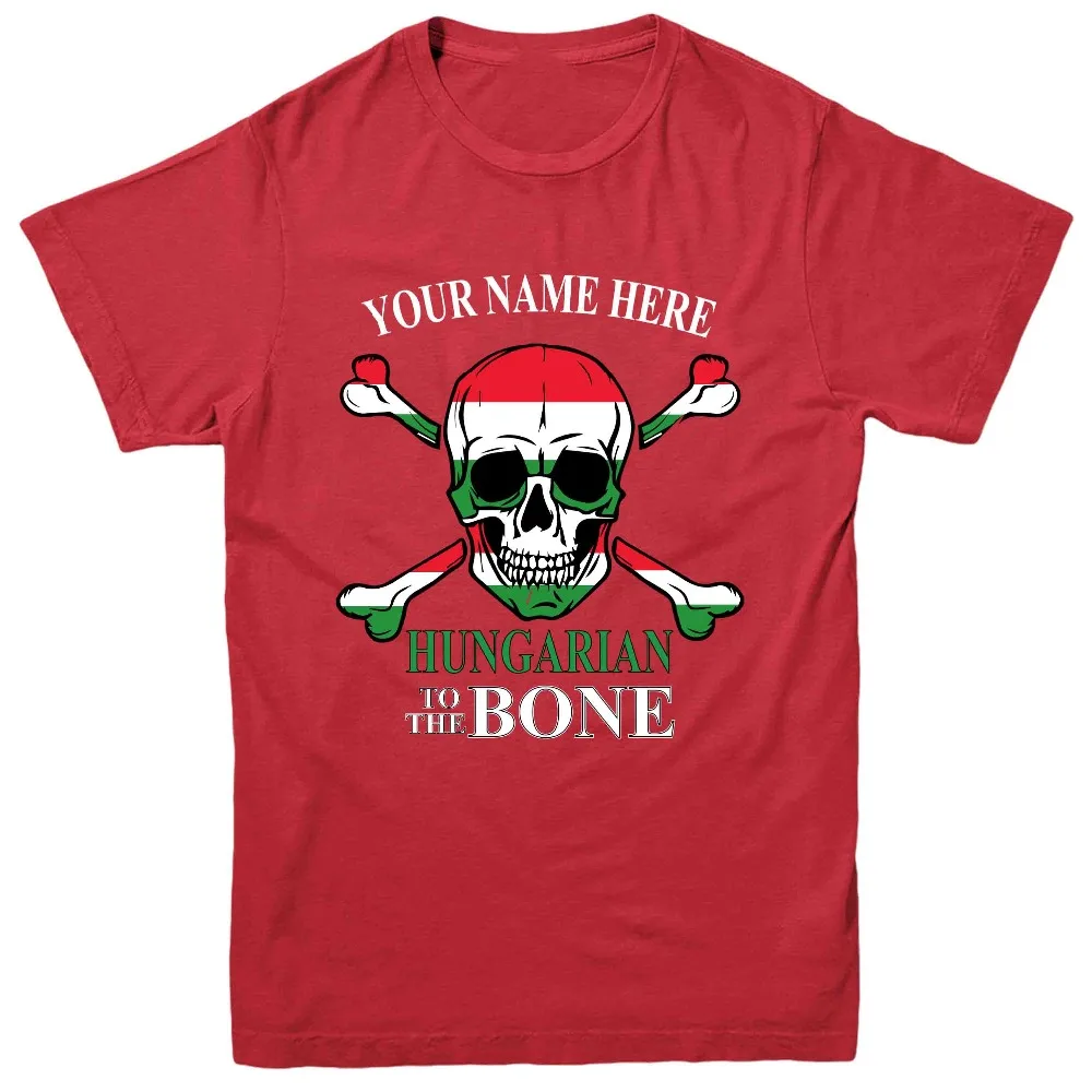 Personalised Hungarian To The Bone T-Shirt Hungary Flag Skull Design Tee Top 100% Cotton Homme Tshirt Funny Hipster | Мужская одежда
