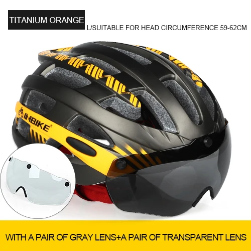 Oringe L 2 lens INBIKE велосипедный шлем с очками сверхлегкий MTB велосипедный шлем для мужчин и женщин для горной дороги женские casco специальные велосипедные шлемы - Цвет: Oringe L 2 lens