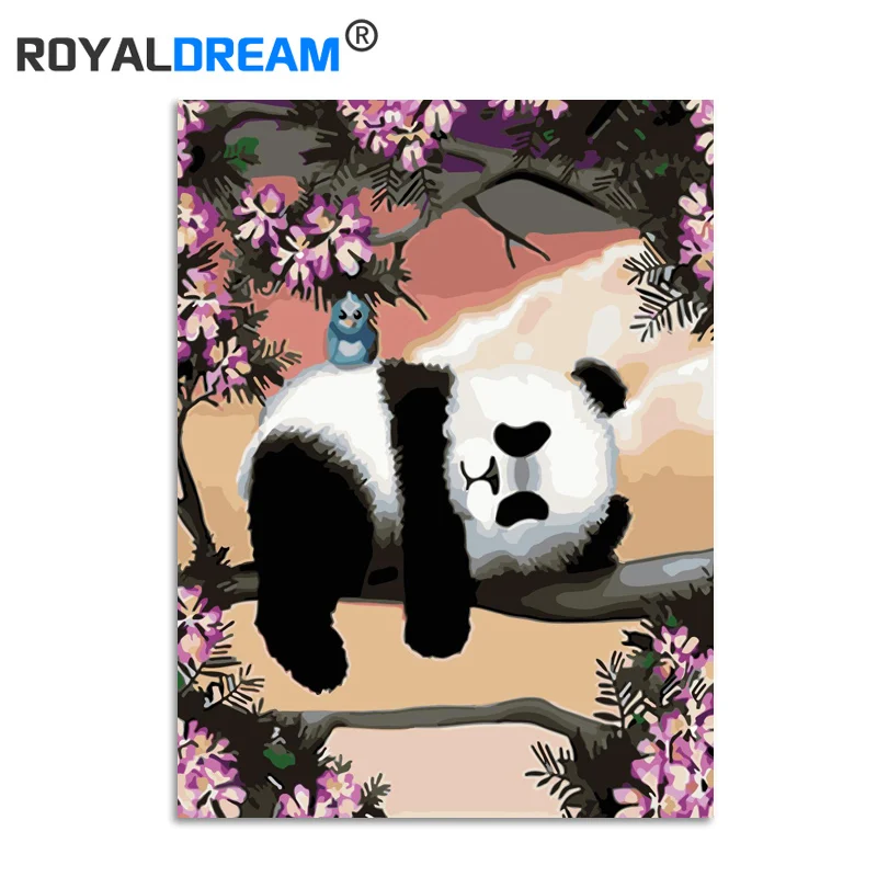 ROYALDREAM озорная панда DIY картина маслом по номерам настенная акриловая масляная