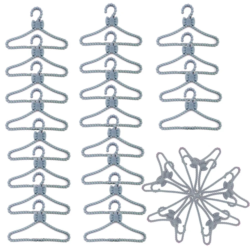 20 шт./лот мини серебристо серые вешалки для кукол с бантом держатель одежды кукольного домика 1/6 аксессуары