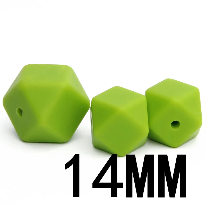 chartreuse08 50 шт Силиконовые бусы для прорезывания зубов шестигранник 14 мм силиконовые жевательные бусины ожерелье зубы Diy Ювелирные изделия запчасти пищевой силиконовый бисер - Цвет: chartreuse08