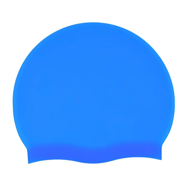 Синий Professional Silicone Waterproof Swimming Caps Ear Protection Solid Pool Beach Swim Hat for Long Hair Swimming Cap for Men/Women - Цвет: Синий