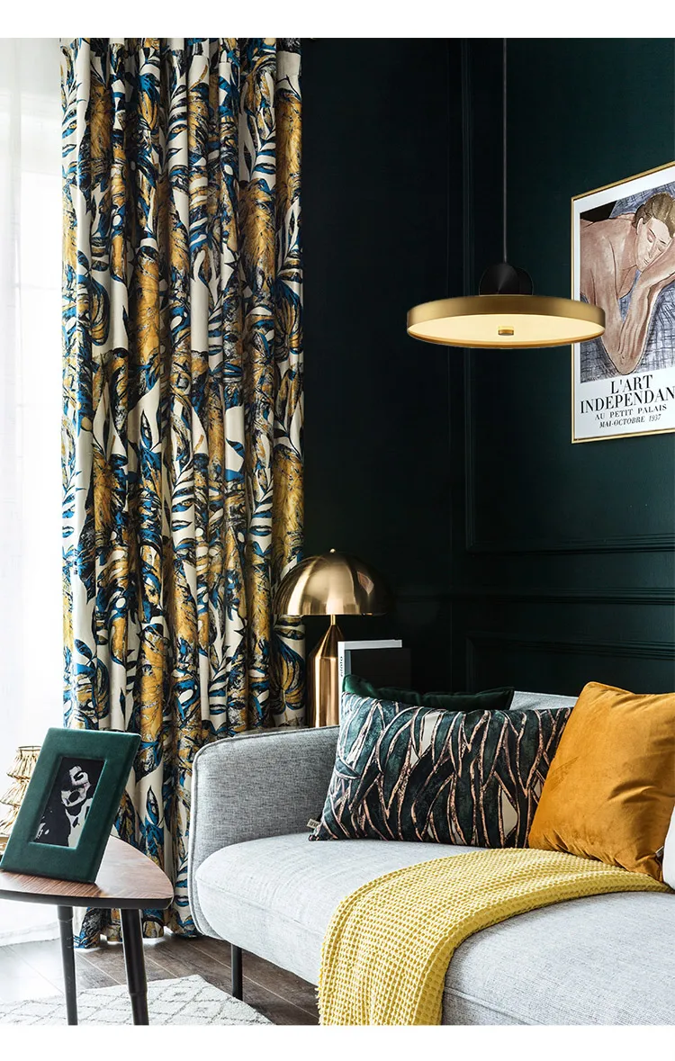 Роскошные занавески s для гостиной занавески в комнату листья Печатные шторы бархатные тканевые шторы теплоизоляционные затемненные занавески s