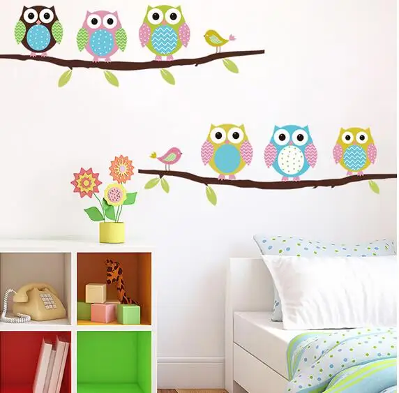 

Cute Owls on tree wall stickers for kids rooms decorative adesivo de parede pvc wall decal New Arrival 1020