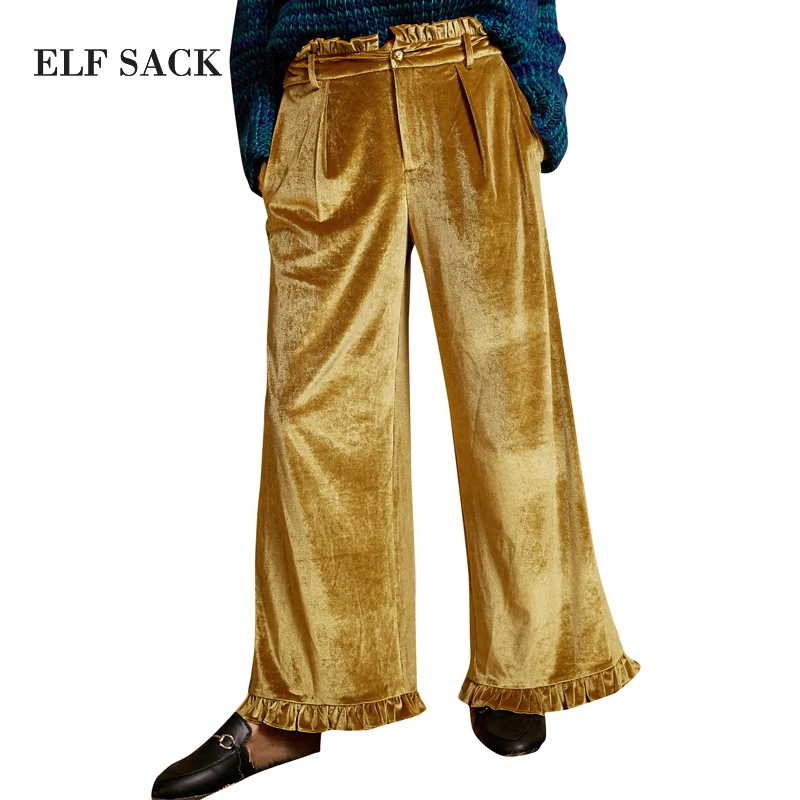 ELF SACK/женские длинные брендовые бархатные брюки женские широкие повседневные с