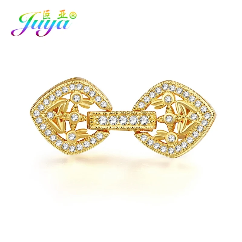 Juya DIY натуральный камень жемчужные для изготовления украшений фурнитура поставки декоративный цветок сердце Шарм застежка Разъем застежки аксессуары - Цвет: Gold