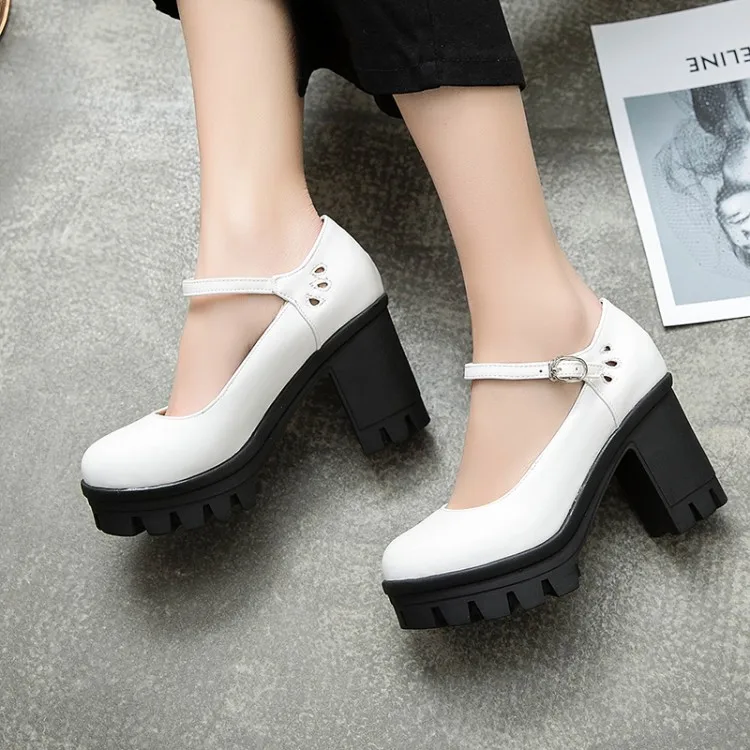 Туфли-лодочки женские на толстой подошве высокий каблук туфли-лодочки с закрытым