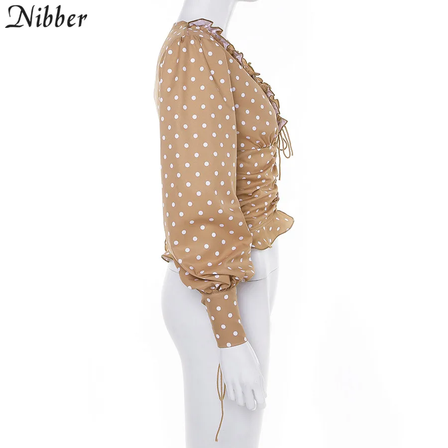 Nibber осень Горячая Boho офисный Женский Топ женский длинный рукав v-образный вырез модная футболка Уличная Повседневная Базовая футболки Harajuku mujer