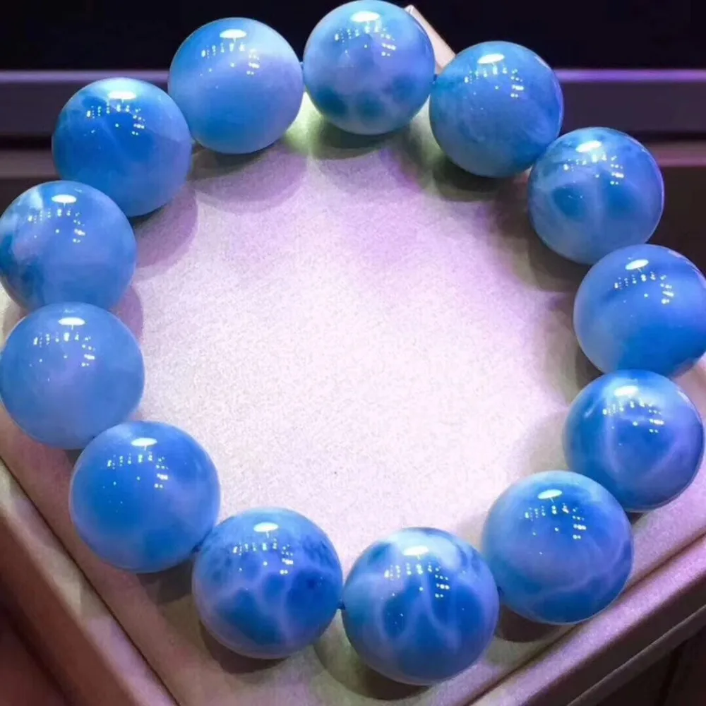 18 мм большие круглые бусины натуральный камень Larimar браслет для женщин и мужчин