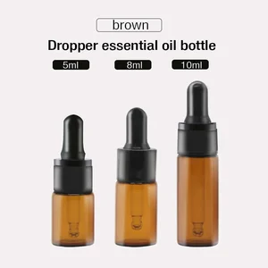 Оптовая продажа, 10 мл, янтарная пустая флакон-капельница, портативная ароматерапия, бутылка для эфирных масел с многоразовым стеклом, бутылка для глаз